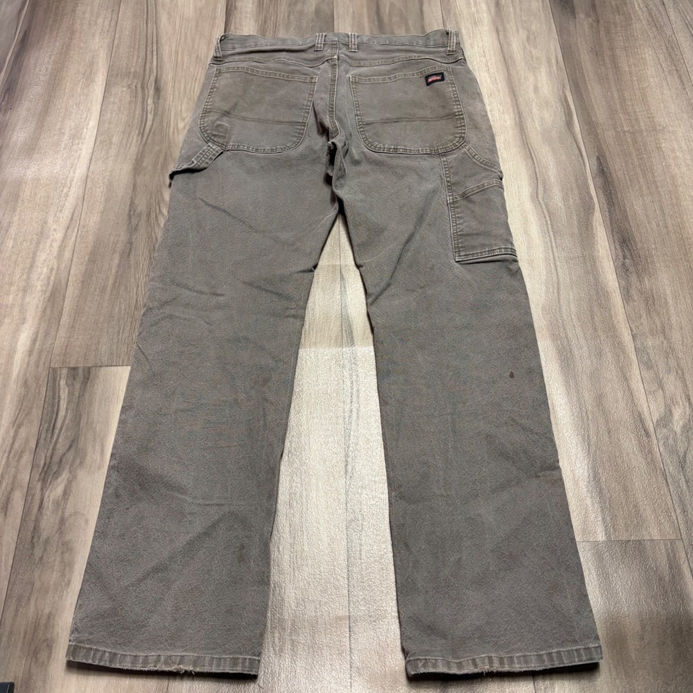 Dickies Mens Grey Distressed Canvas Carpenter Pants Utility Workwear 35x29